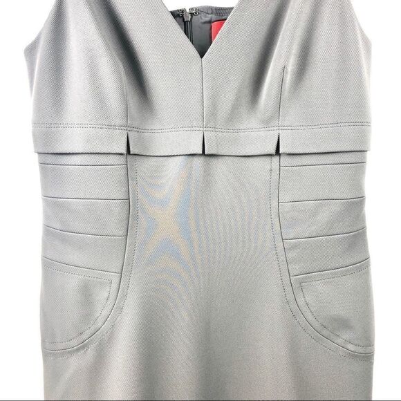Zac Posen Grey V Neck Panel Dress US 6 - Picture 4 of 9
